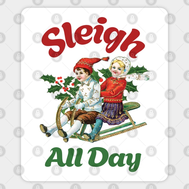 Vintage Merry Christmas Santa Sleigh Magnet by KewaleeTee